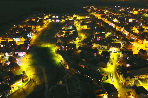 Little Stanion from the air at night.